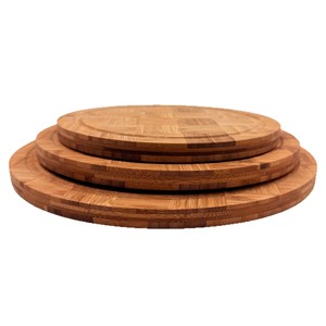 Bamboo <b>Stand</b> Up Cutting Board 3 Piece Set Round Checkerboard Pattern Fruit <b>Vegetable</b> Chopping Block Household Kitchen Use - Product Image 2