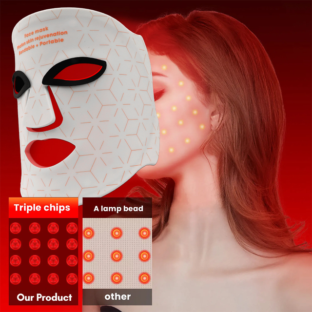 Silicone Led Red Light Therapy Facial Face Mask 240pcs 460 590 630 850nm PDT Infrared Lamp 4 Colors Photon Therapy