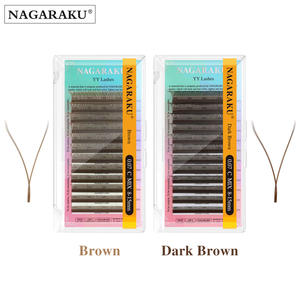 NAGARAKU ब्राउन YY आकार हाथ से बुने हुए प्रीमियम मिंक नरम प्रकाश प्राकृतिक <span class=keywords><strong>eyelashes</strong></span> एक्सटेंशन मेकअप मेष नेट पार झूठी बरौनी - Product Image 2