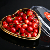 Boîte à biscuits en plastique doré en forme de cœur, écologique, avec couvercle en PET transparent pour l'emballage de desserts, la Saint-Valentin, la boulangerie, la confiserie