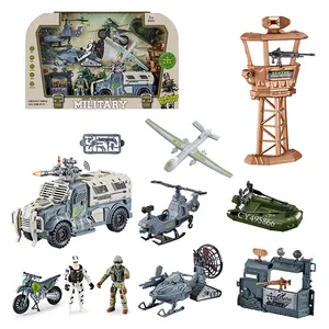 Nouveau jouet soldats armée jouets véhicule militaire jouet tour de guet militaire figurines hélicoptère camion ensemble pour garçons