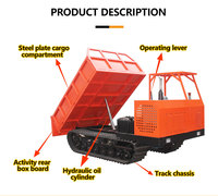 Dumper chenillé tout-terrain à roues fixes avec garde-corps surélevé, transporteur 5T, moteur diesel, faible coût d'entretien, garantie 1 an