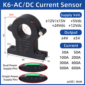 Njxse K6 hội trường hiện tại phát AC/DC đo lường chia cảm biến lõi với 50A đến 600A phạm vi và ± 2V ± 4V ± 5V Độ chính xác - Product Image 2