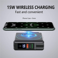 Chargeur sans fil portable 10000mAh 15W en gros, adaptateur de batterie externe avec câble intégré compatible iPhone 12/13, écran inclus