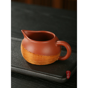 Yixing Purple Clay Fair Cup Round Handmade <b>Tea</b> <b>Set</b> With Bamboo Weave Kung Fu <b>Tea</b> - Product Image 1
