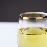 Lunettes à vin en plastique, 2/16OZ, à bordure en or, en forme d'œuf, flûtes, verres à vin rouge