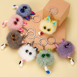 Lindo Llavero de Coche con Colgante de Gato de Peluche de Visón, Bola de Pelo con Ojos de Estrella, Muñeco para Accesorio de Mochila - Product Image 3