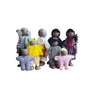 African Puppet Doll Family with 8 people Parent-child Joint Movable Doll Toy for Girls Toddler Kids Dollhouse Accessories Toys