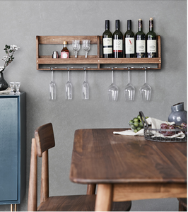 <span class=keywords><strong>Étagère</strong></span> <span class=keywords><strong>de</strong></span> <span class=keywords><strong>Bar</strong></span> suspendue à vin, armoire à vin, support mural industriel rétro en bois, <span class=keywords><strong>étagère</strong></span> murale en noyer noir pour la maison - Product Image 4