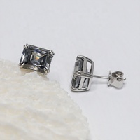 Boucles d'oreilles en moissanite en argent personnalisées 7x9mm 3ct couleur grise CrissCut Emerald Mossanite Diamond Earrings