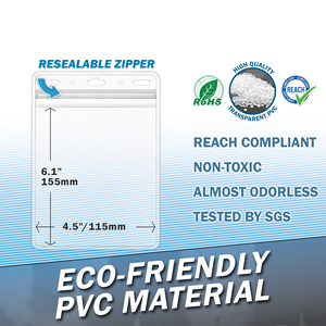 Titular de la tarjeta de identificación de Pvc de empleado impermeable personalizado con cremallera - Product Image 4