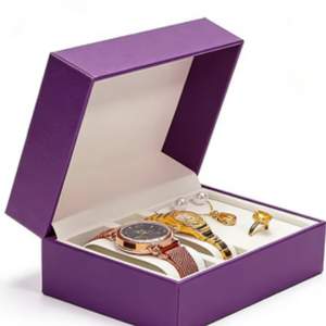 Boîte à montre rectangulaire de protection en cuir PU à rabat pour coffret cadeau de montre, collier et bague - Offre Spéciale - Product Image 1