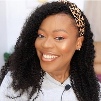 Fadkess — perruques cheveux humains 100% naturels, coiffure courte Afro pour femmes, bandeau crépu bouclé avec bandeau, vente en gros
