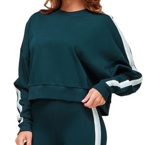 Sweat-shirts courts à taille haute, nouveau design pour le printemps et l'automne, sports et loisirs, pull rayé, sweat-shirts pour femmes - Product Image 5