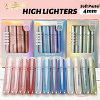 Stylo surligneur Xin Bowen à 4 couleurs dégradées, pointe en fibre, pastel doux, tête en forme de hache de 4 mm, marqueur artistique pour graffiti