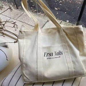 Bolsa de Mano de Lona de Algodón Extra Grande Ecológica con Logotipo Personalizado, Cierre de Cremallera, Asa de Cinta, para Compras, Moda Femenina - Product Image 2
