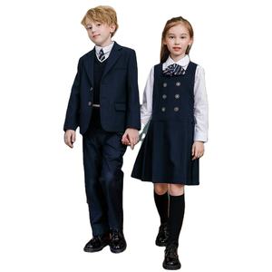 RG - Vêtements pour enfants du collège et du lycée, blazers, chemises et jupe ou pantalon, ensembles de 3 pièces, uniforme scolaire <span class=keywords><strong>bleu</strong></span> <span class=keywords><strong>marine</strong></span>, <span class=keywords><strong>veste</strong></span> - Product Image 1