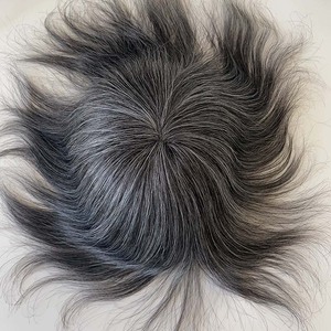 Prothèse capillaire pour <span class=keywords><strong>homme</strong></span> en cheveux Remy 100% naturels, couleur 1b30, courte, droite, à base fine, nouée à la main, aspect naturel et respirant - Product Image 1