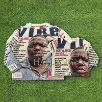 Vente en Gros Nouveau Design Tapisserie Pull à Col Ras du Cou Hip Hop Pull Tissé Tapisserie Vêtements Chandails pour Hommes