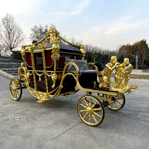 Calèche royale chinoise électrique à 4 roues, roues pleines, alimentée par batterie, capacité 1-3 personnes, style rétro traditionnel, adaptée - Product Image 1