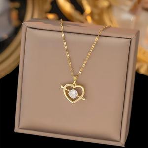 Wholesale Custom Fashionable Stainless Steel Gold Necklaces Bulk Mix Lot Waterproof Cubic Zirconia Necklaces Trend Jewelry Women - Product Image 4