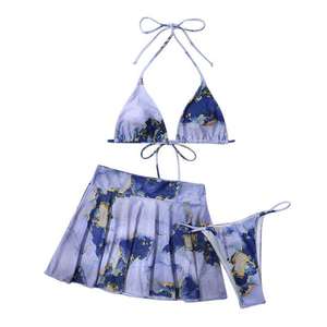 Nouveau maillot de bain trois pièces pour femme, imprimé marbre, style fitness, avec bandage - Product Image 3