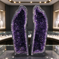 Géode d'améthyste naturelle du Brésil, ornement en grappe de cristaux d'améthyste semi-précieuse pour la décoration Feng Shui
