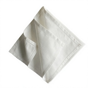 Wholesale Reusable <b>Square</b> 1cm Hemstitch Edge Drawnwork White Home & Restaurant Dining Cotton Linen Cloth Napkin - Product Image 2