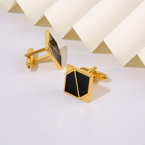 男性用スクエアゴールドとシルバーフレンチペイントビジネスカフスボタンファッションアクセサリービジネススーツ - Product Image 6