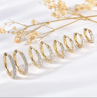 Boucles d'oreilles créoles en laiton haut de gamme au design unique et tendance pour femmes, plaquées argent/or avec zircon
