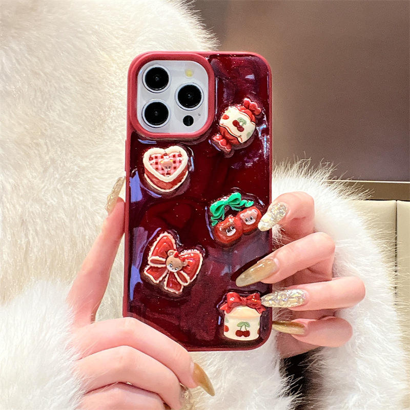 Red Ribbon Cherry Iphone 11 Case Red Cherry Mobile Phone