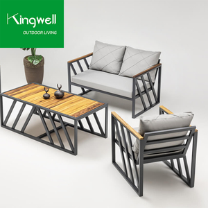 Canapé <span class=keywords><strong>de</strong></span> <span class=keywords><strong>jardin</strong></span> en aluminium Ensemble <span class=keywords><strong>de</strong></span> canapés modernes d'extérieur Ensembles <span class=keywords><strong>de</strong></span> <span class=keywords><strong>jardin</strong></span> <span class=keywords><strong>Salon</strong></span> Meubles <span class=keywords><strong>de</strong></span> patio d'extérieur Canapés avec <span class=keywords><strong>dessus</strong></span> en <span class=keywords><strong>bois</strong></span> <span class=keywords><strong>de</strong></span> teck - Product Image 2