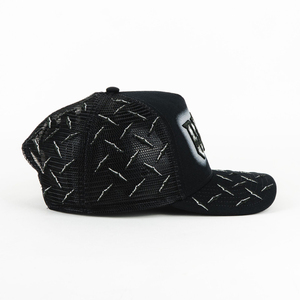 Gorra Deportiva Formal Vintage Negra con Malla y Estampado Inflado, Ajustable, de 5 Paneles, con Pedrería, para Unisex, Venta al Por Mayor - Product Image 3