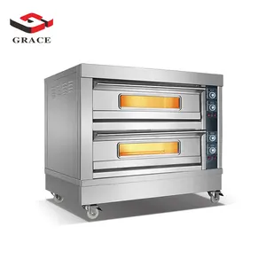 Horno <span class=keywords><strong>de</strong></span> <span class=keywords><strong>Pizza</strong></span> Eléctrico <span class=keywords><strong>de</strong></span> Doble Plataforma, Comercial, <span class=keywords><strong>de</strong></span> Acero Inoxidable, con Certificación CE, Marca GRACE - Product Image 1