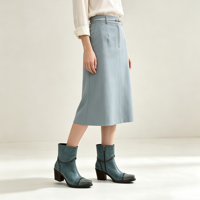Bottines Western en Cuir pour Femmes avec Talons, Mini Décorations Métalliques et Fermeture Éclair Latérale
