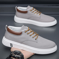 Chaussures décontractées en toile pour hommes, personnalisables en gros, baskets grises tendance, légères, confortables pour la marche en extérieur