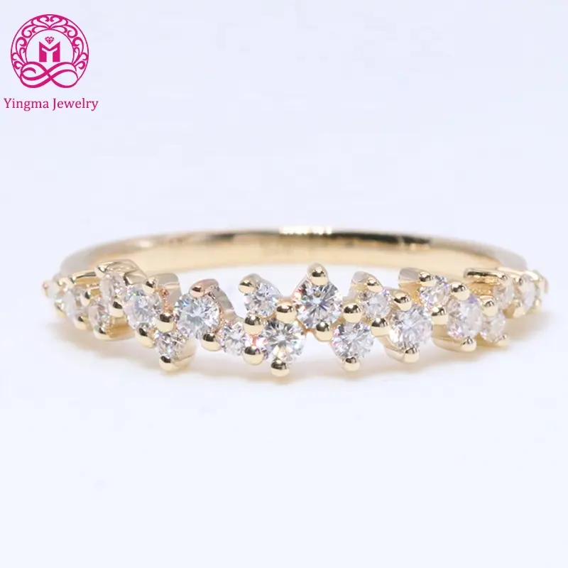 Tốt Moissanite Engagement Ring Cho Phụ Nữ Bất 14K 18K Vàng Vàng Moissanite Nhẫn Nửa Eternity Moissanite Wedding Band Nhẫn