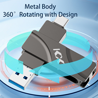 Unidad flash giratoria metálica tipo C OTG con logotipo personalizado, paquete nuevo, memoria USB 3.0, pendrive, unidad de memoria flash.