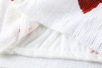 En stock, haut en sequins, haut rouge à cœurs, haut à col rond ample à manches courtes personnalisé pour la Saint-Valentin
