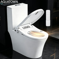 Siège de bidet intelligent ultra-plat à télécommande, chauffage instantané, réglage de la température de l'eau, design moderne pour usage domestique et hôtelier