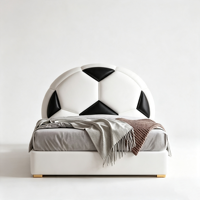 Tête de lit en forme de ballon de football en cuir, lit pour enfants rembourré et moelleux, lit pour adolescents pour chambre à coucher