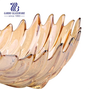 Pack de vaisselle en verre, bol de fruits, assiette à fruits en or avec tige, service de table en ambre plaqué Ion 1 pièce - Product Image 2