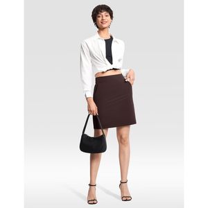 Falda pantalón de golf para mujer, modesta, hasta la rodilla, atlética, para tenis, con pantalones cortos incorporados, 4 bolsillos, marrón, spandex, poliéster, de secado rápido - Product Image 2