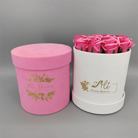 Boîtes d'emballage rondes de luxe personnalisées en carton recyclé avec options de logo personnalisé pour roses et fleurs préservées