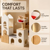 Arbre d'activités pour chat avec griffoir, coussin moelleux pour jouer, se reposer et se cacher