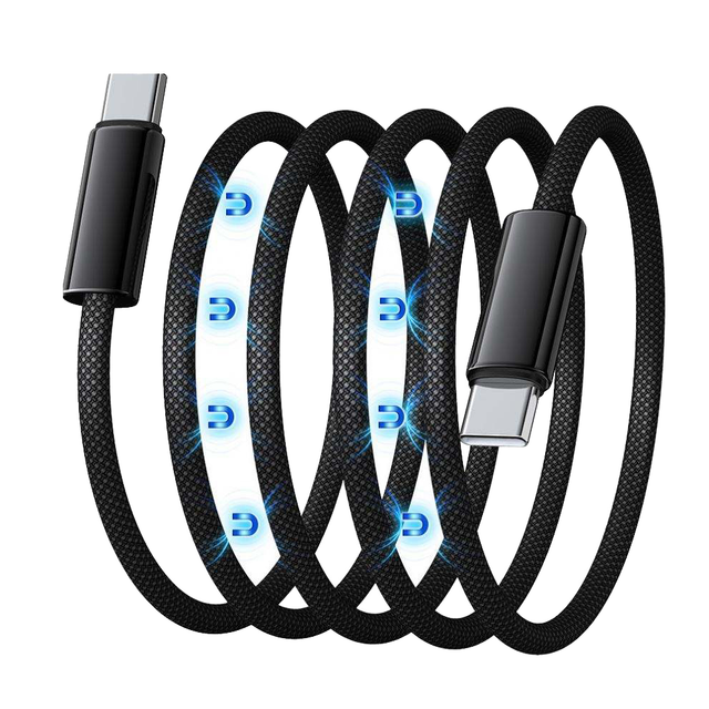 Topsky Self Winding Magnetic Type-C Type-C 60W 1m Cable for iPhone 15 Series Camera 3A Fast Charging Pure Copper Conductor Braid