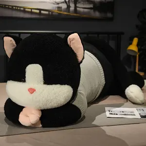 Venta al por mayor de animales de peluche suave almohada de juguete lindo cuerpo largo gato de peluche de juguete