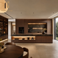 Ensemble de meubles de cuisine haut de gamme modernes pour projet de maison, finition grain de bois, meubles de cuisine haut de gamme pour toute la maison