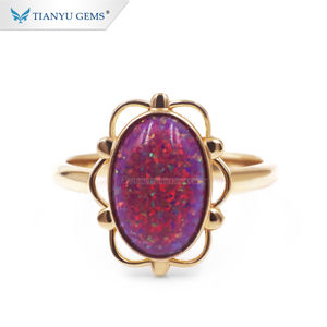 Tianyu Cincin Batu Permata Wanita, Bahan Batu Permata Opal Klasik 18K Emas Kuning - Product Image 3