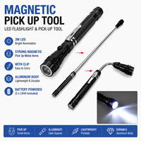 Outil de ramassage télescopique portable, lampe torche LED, lampe torche tactique à LED 3W alimentée par batterie